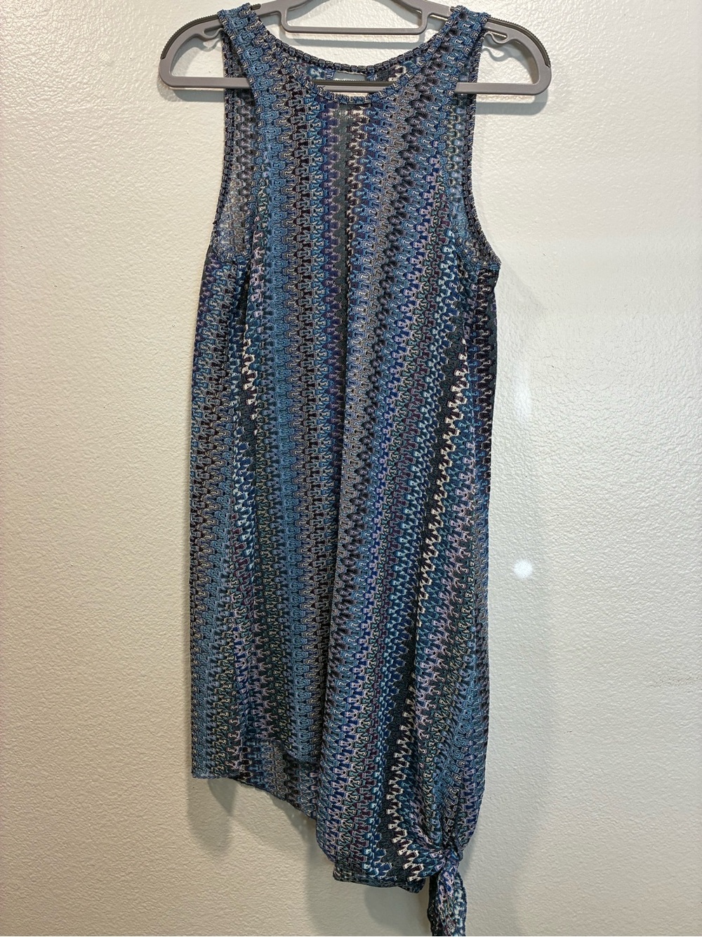 BECCA Blue Multi-Striped Knit Tie-Hem Swim Coverup